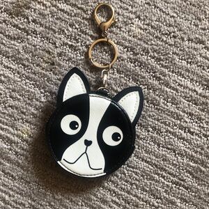 Boston Terrier clip on change purse, key chain, luggage accessory Vegan leather